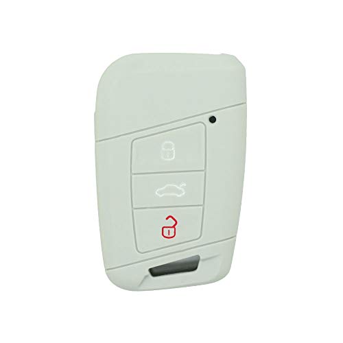 BROVACS Silicone Cover Protector Case Holder Skin Jacket Compatible with VOLKSWAGEN Passat B8 Magotan SKODA Superb A7 3 Button Smart Remote Key Fob CV9807 Grey - Image 2