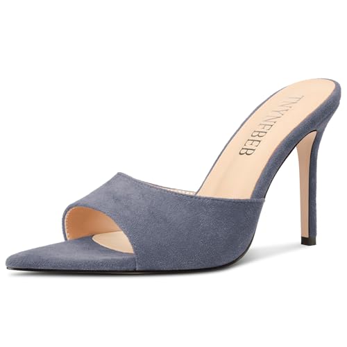 Image of TNYNFBEB Womens Stiletto High Heel Pointed Open Toe Sandals Mules Shoes Slingback Slip-on Prom Party Dress Summer 3.9 Inches Heels