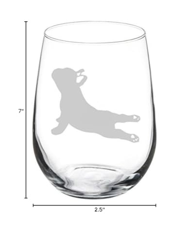 MIP Wine Glass Goblet French Bulldog Frenchie Yoga (17 oz Stemless)