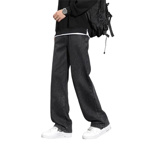 Mens Jeans Casual Long Classic Straight Denim Wide-Leg Pants Solid Colors Vintage Comfortable
