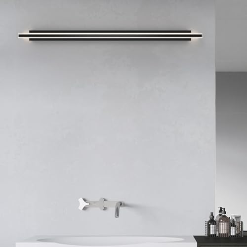 Apliques de pared LED negros de 60cm con luz neutra para el baño