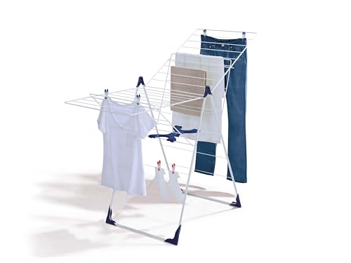 Leifheit Séchoir à linge Classic 200 Flex, étendoir à linge résistant aux intempéries avec hauteur réglable, sèche linge avec longueur d'étendage de 20 mètres, séchoir sur pied pliable
