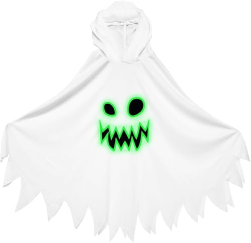 NebulaGlam Disfraz de Fantasma Blanco, Disfraz Infantil de Fantasma Unisex