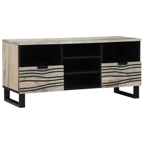 mzdioop TV Unit with Drawers, White, 100 x 33 x 46 cm, Wood Composite, Modern, Floating for Living Room, Entertainment Centre