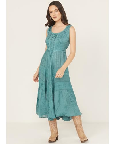 Image of Scully Ash Grey Full Length Lace-Up Front Womens Sleeveless Dress HC118