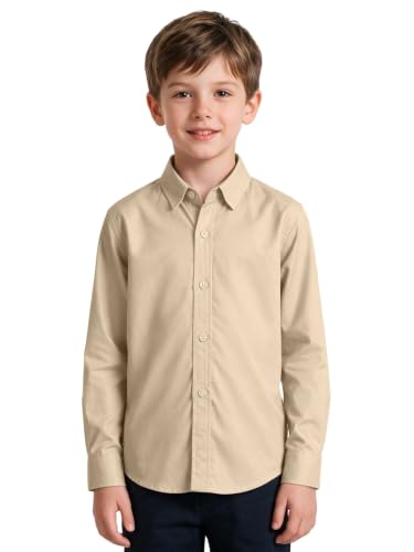 Image of DHTS Boys' Dress Shirts Toddle Boy Long Sleeve Uniform Shirt for Kids