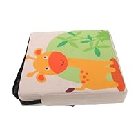 LIGIGWASH Portable Giraffe Print Highchair Cushion Thickened Booster Seat with Anti-slip Straps Breathable Linen Fabric Dining Chair Pad for Easy-clean Fit for Mealtime Comfort