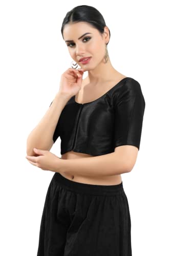 Image of Vamas Women's Silk Padded Self Design Half Sleeve Readymade Saree Blouse (X-766.N)