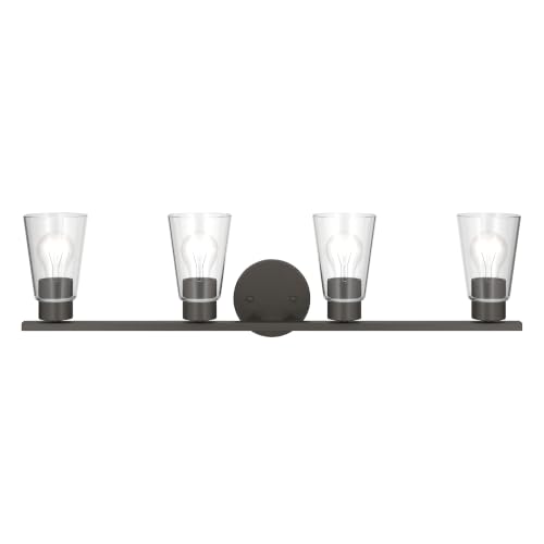 Image of Kichler Stamos 31.25 inch 4-Light Soft Modern Vanity Light with Clear Glass in Olde Bronze, (8.25 inch H x 31.2 5 inch W), 55122OZCLR