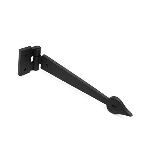 Renovators Supply Manufacturing Black Wrought Iron Strap Hinge Pair 7-3/8 In Spear Tip Flush Mount Heavy Duty Strap Gate And Door Hinges With Hardware #TOP4