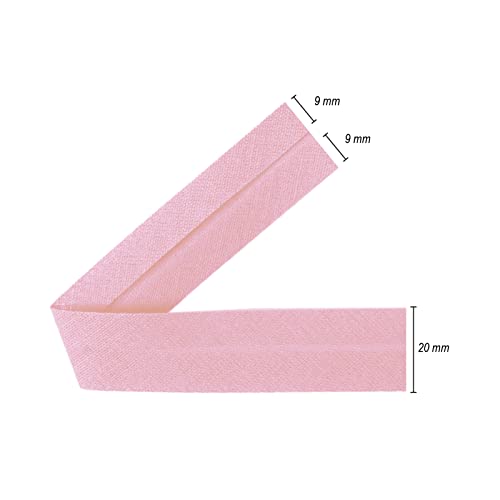 TEXTEX = 20mm Wide Bias Binding Tape. 50% Cotton and 50% Polyester. 10m Piece - (Pink) - Image 3