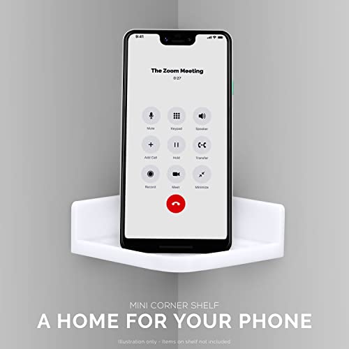 Image of Brainwavz Mini Corner Shelf Mount for Security Cameras, Baby Monitors, Speakers, Plants & More, Universal Holder, Strong Adheasive, No Mess, Screwless (White)