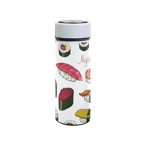 Akiraki 水筒 寿司 かわいい 和風 白 可愛い 350ml 保温 保冷 マグボトル 真空断熱 ステンレス スリム 軽量 おしゃれ スポーツボトル 魔法瓶 アウトドア 登山 オフィス