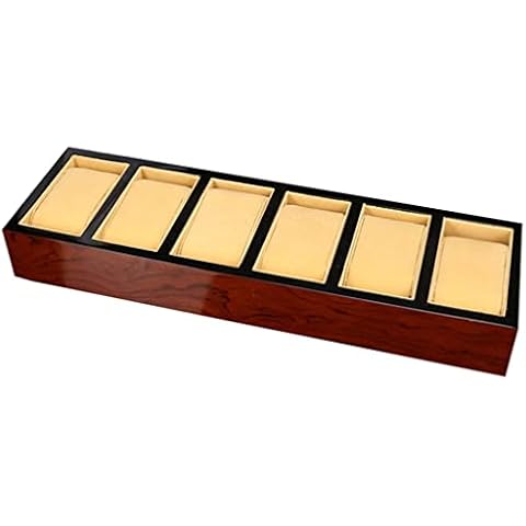 WYPDE 6 Grid Watch Wooden Tray Spray Painted Wooden Display Storage Tray Jewelry Jewelry Storage Counter (Color : A, Size : 34.6 x 10.2 x 4.5cm) Cover