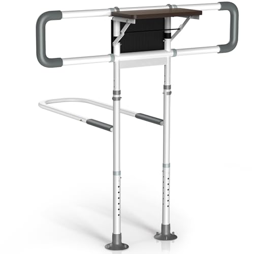 Waysse Bed Rails for Elderly Adults Safety with Foldable Side Table, ASTM Approved Adjustable Bed Assist Rail for Seniors, Non-Slip Handle, Storage Pocket, Fits Twin/Full/Queen/King