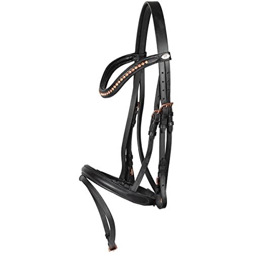 Marengos Trensenzaum Comfort Rosemary schwarz - Rosegold Pony