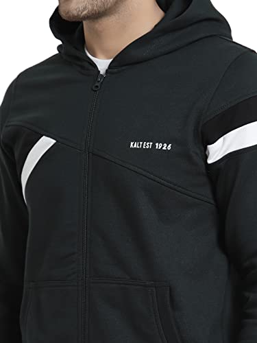 Image of Kalt Men Full Sleeves Zipper Fleece Striped Hoodie