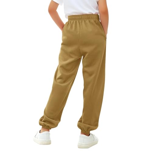 Girls & Boys Sweatpants Drawstring Kids Baggy Straight Cute Plain High Waisted Cinch Bottom Jogger Pants3