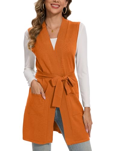 Image of Beautiful Nomad Sleeveless Cardigans for Women Long Sweater Vest