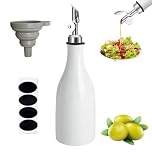 Les-Theresa 300Ml Olive Oil Dispenser Bottle, Ceramic Oil Decanter Jars For Kitchen, Oil Container With Spout Dispensing Funnel Vinegar Bottles For Cooking, Salad, Barbecue Accessories