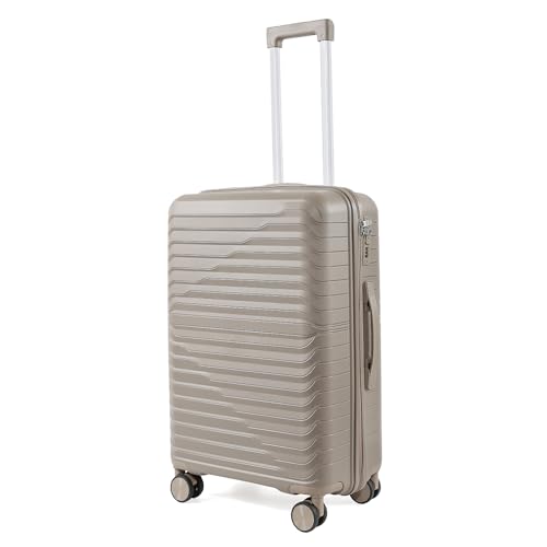 Image of 3G VACANZA Trolley Bags Hard Case Polypropylene, 4 Spinner Wheels, 360 Degree Wheeling Carry on Luggage, Travel Bag, Suitcase for Travel, Trolley Bags for Travel 24 in Khaki