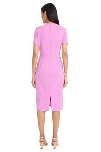 Image of Maggy London Women's Chic Asymmetric Crew Neck Short Sleeve Below The Knee Womens Dresses
