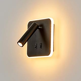 Topmo-plus Bedside lamp Bedroom Light rotatable Wall Lighting Bed Wall Sconce Light Switch Adjustable aluminio 3W Cree COB + 9W LED Chip Hallway Bedroom Stairs Hotels Bedside Lamp 3000K Black