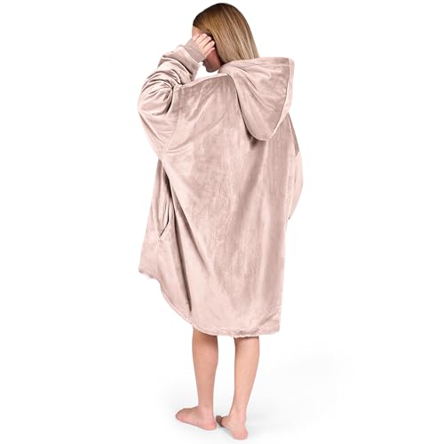 Image of Bare Home Wearable Blanket Hoodie - Soft Plush Sherpa - Warm and Cozy - Oversized Wearable Blanket
