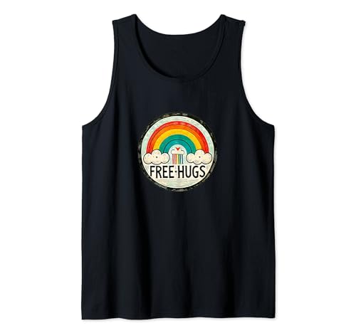 Abrazos gratis Rainbow Ilustración Retro Rainbows Camiseta sin Mangas