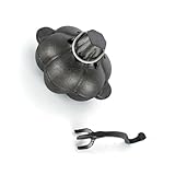 Rdxanc Großer Schmiedeeiserner Schongarer mit herzförmigem Auslass und Deckelaufzug für Holzofen Kochen und Befeuchtungsfolgen, permanentes Schmiedeeisen, 1 Stück