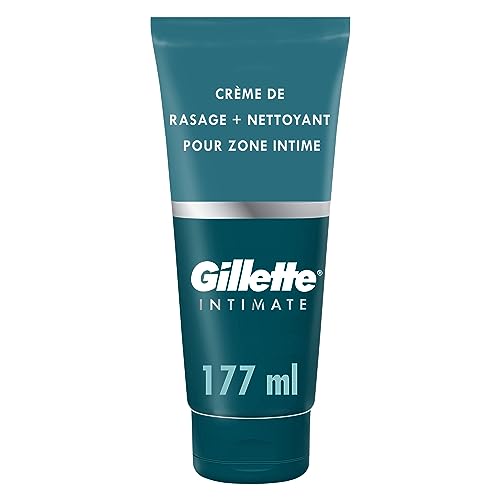 Gillette Intimate Pour Homme Crème De Rasage Et Nettoyant Pour Zone Intime 2-En-1 Pour La Bonne Hygiène Intime, Contre Irritations Dues Au Rasage Des Poils Pubiens, Testé Dermatologiquement, 177ml
