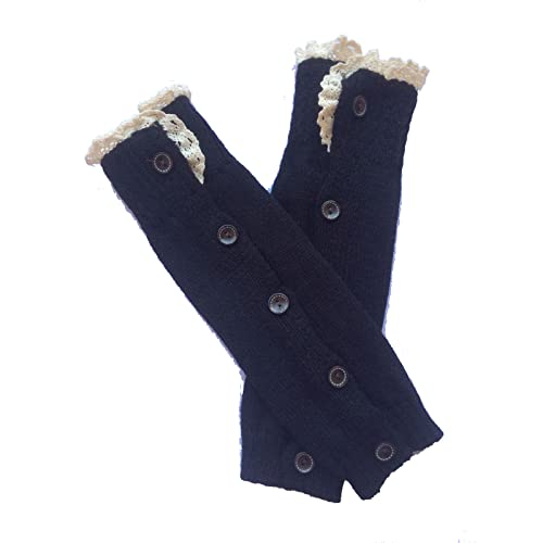 Image of Leg Warmers for Women Knitted Ribbed Stirrup Long Leg Warmers Loose High Socks Winter Socks Lace Trim Boot Cuffs