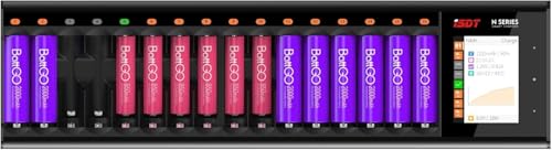 ISDT N16 Batterieladegerät Akku Ladegerät Universal LCD-Display Schnellladegerät Ladegerät für 16 Akkus NI-MH NI-Cd AA AAA Li-lon LiHv NI-MH NI-Cd LiFePO4 (16 Steckplatz)