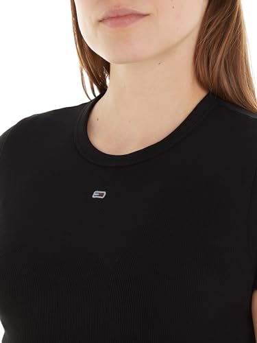 Tommy Jeans Tjw Slim Essential Rib Ss Ext DW0DW17383 Maglietta A Maniche Corte, Nero (Black), L Donna - 3