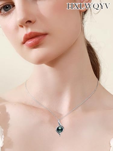 Tahitian Black Pearl Necklace, 925 Sterling Silver Saltwater Pearls Jewelry, Women Infinity Jewel with Pearl Pendant4