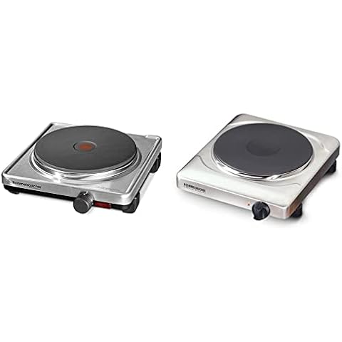 ROMMELSBACHER Einzelkochplatte THS 2022/E - Made in Germany, XXL-Gussheizplatte 220 mm Ø, 2000 Watt, Edelstahl & Automatik Einzelkochplatte AK 2099/E - Edelstahl, Gussheizplatte 180 mm - 2000 Watt Cover