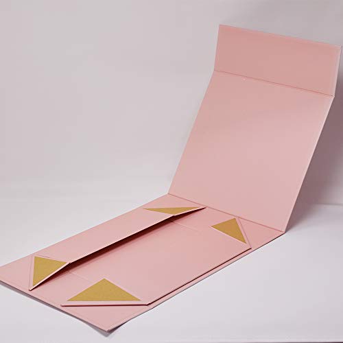 Blush Pink Large Gift Box 10 X 10 X 3Inches | Set Of 3 | Decorative Luxury Box Collapsible And Stackable With Attached Lid #TOP3