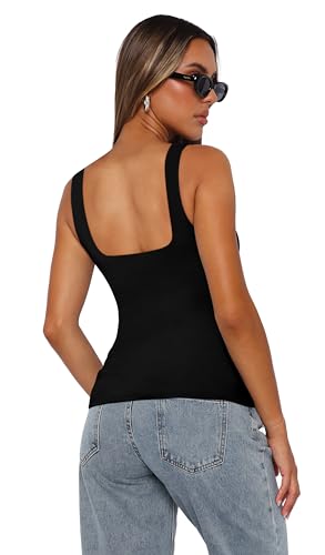 XIEERDUO Womens Square Neck Fitted Tank Tops Double Layer Seamless Slim Fit Shirts 2025 Basic Spring Summer3