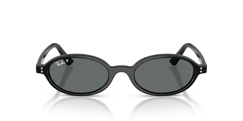 Ray-Ban Gafas de sol ovaladas unisex Rb4472, Negro/Gris Oscuro Polarizado, 48 mm