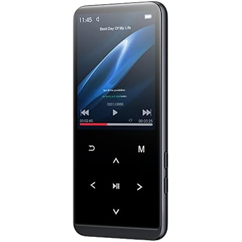 64GB MP3 Player mit Bluetooth 5.2, 2.4" tragbare Sport-mp3-Player, eingebautes FM-Radio und Voice Recorder, E-Book, Typ-C Aufladung, Unterstützung von bis zu 128GB (Kopfhörer enthalten) Cover