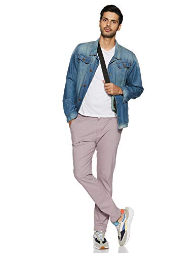 Image of Marks & Spencer Mens Solid Mid Rise Slim Fit Chinos