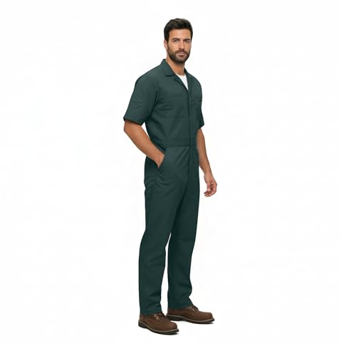 Natural Uniforms Mens Short Sleeve Zip Up Coverall, Stain and Wrinkle Resistant (Hunter Green, Medium) by Natural Uniforms - Used condition - Image 3
