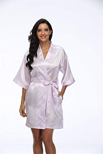 Image of Women's Pure Short Silky Robes Bridesmaid Bride Party Satin Robes Sleepwear