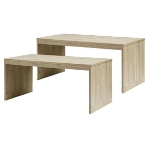 ぼん家具 コの字ラック 2個セット 木製 幅81.9×奥行37×高さ31.6/36.6cm 継ぎ脚付き スタッキング クローゼット オーク