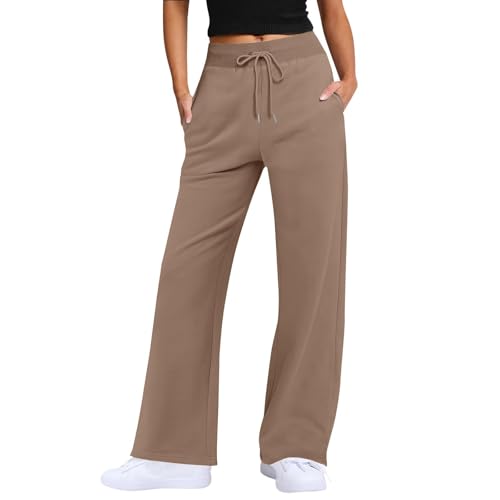 Pantalon de jogging couleur café coupe droite ample et fluide en S
