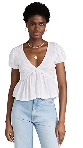 Free People Women's Charlotte Top, Ivory, White, S #TOP16