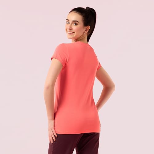 Image of Enamor Short Sleeve Crew Neck Regular Length Basic Crew T-Shirt - Slim Fit, Soft and Breathable Stretch Cotton - E147