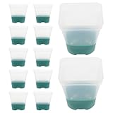 BESPORTBLE 12 Stück Quadratische Pflanztöpfe mit Silikonboden Wiederverwendbare Anzuchttöpfe aus Kunststoff Transparent mit Abflusslöchern Anzucht für Orchideen Sukkulenten und Bonsai Garten