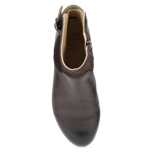 Image of Dansko Monique Women's Equestrian-Inspired Ankle Bootie -Leather & Suede Low-Heel Boot with Classic Hardware and All-Day Comfort & Support