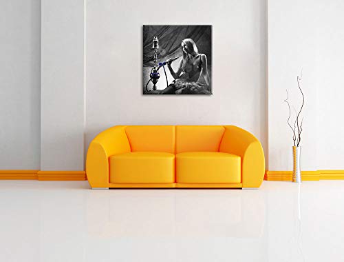 Pixxprint Frau mit Shisha als Leinwandbild/Größe: 60x60 cm/Wandbild/Kunstdruck/fertig bespannt – Bild 3